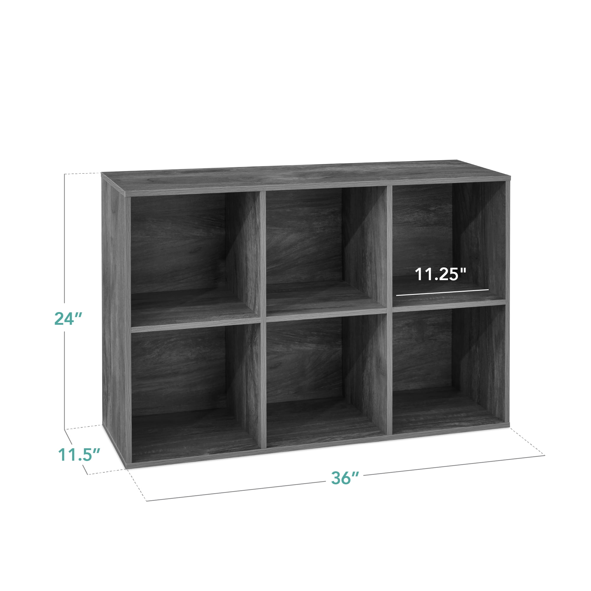 Best Choice Products 6-Cube Bookshelf, 11in Display Storage System, Organizer w/ Removable Back Panels - Dark Gray