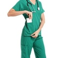 thumbnail image 4 of Vitastitch Scrubs for Women Set, Women's Scrub Sets 2-Piece V-Neck Back Tie Short Sleeve & Pants with Pockets, Adjustable Waist for Nurses, Healthcare Workers, Summer Blue L, 4 of 4