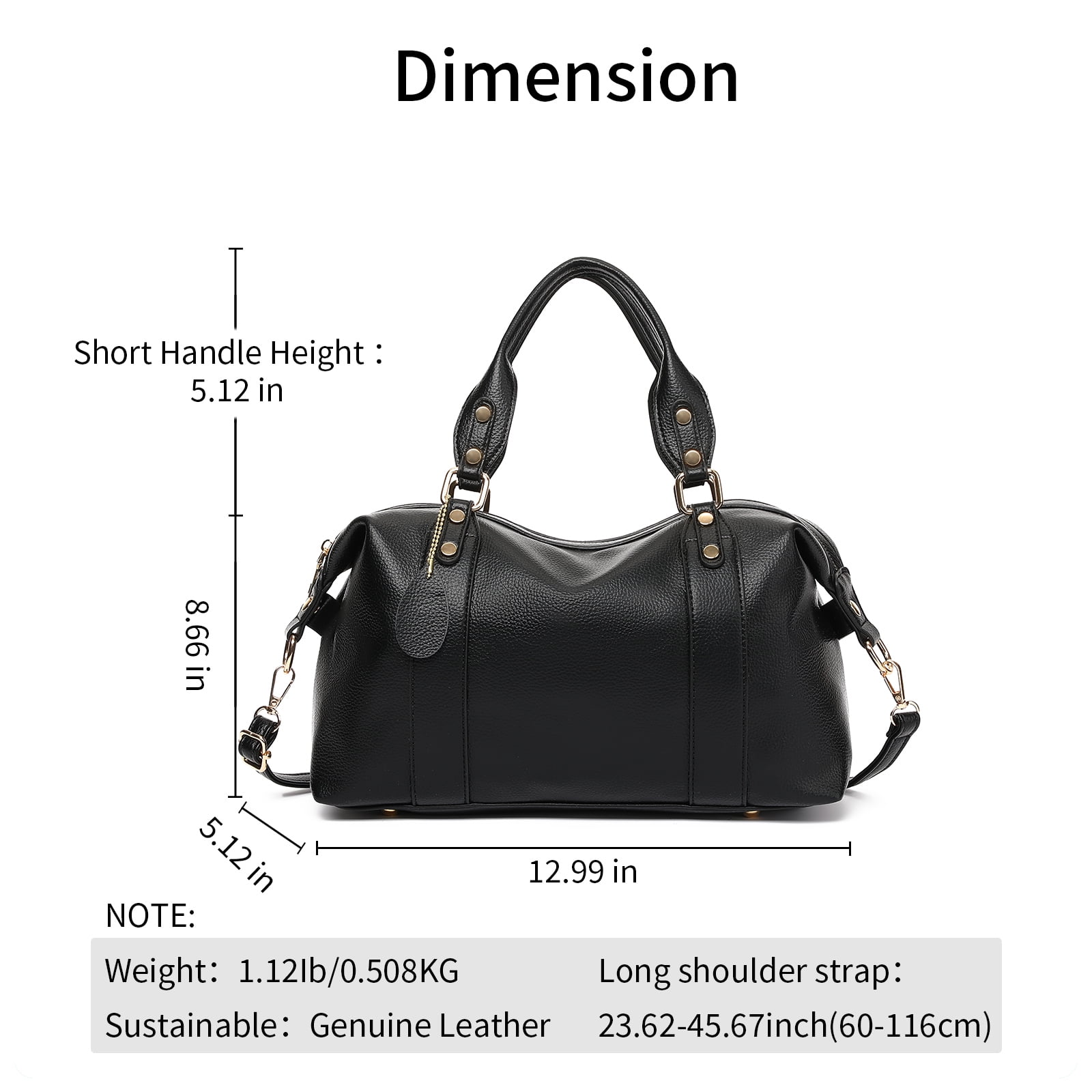 KALUNMA Leather Tote Shoulder Bag for Women Crossbody Handbag with Top Handles Hobo Bag