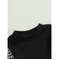 thumbnail image 4 of Toddler Baby Girls Fall Dress Houndstooth Print Long Puff Sleeve Ribbed Dress with Belt Outfit, 4 of 6