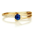 thumbnail image 1 of 1.50 Carat 6mm Round Cut Sapphire And Moissanite Diamond Engagement Ring in 10k Yellow Gold, 1 of 2
