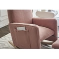 thumbnail image 5 of Teddy Fabric Nursery Rocking Chair With Adjustable Footrest, Upholstered Glider Armchair with Safe Solid Wood Base and Side Pocket for Living Room Bedroom (Pink), 5 of 8