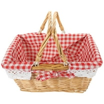 UNOMOR Portable Storage Basket with Handle Wicker Red 1Pcs