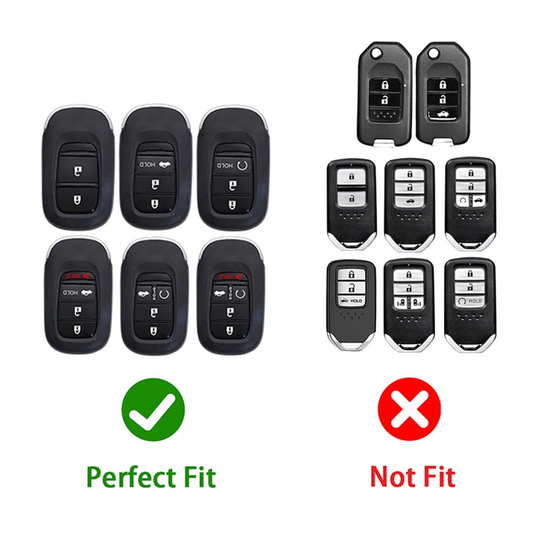 Key Cover Case, Zinc Alloy Smart Key Fob Case Holder Shell Compatible for Honda Accord Civic HR-V CR-V Pilot Sport SI EX EX-L Touring 2022-2024