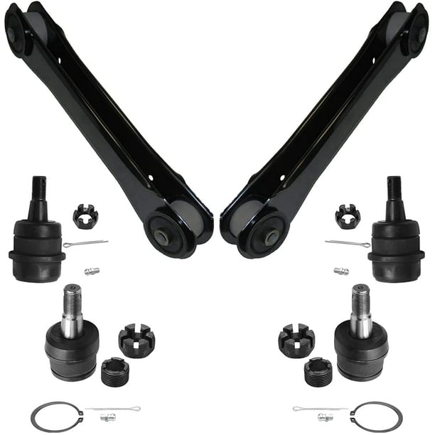Detroit Axle - Front Lower Control Arms + Upper Lower Ball Joints  Replacement for 1997-2006 Jeep Wrangler TJ - 6pc Set 