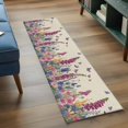thumbnail image 3 of 2'x6' Rug Runners for Hallways Kitchen, Watercolor Flowers Non Slip Entryway Beside Floor Carpet Runner, Retro Botanical Blooms Floral Butterfly Laundry Room Bedroom Throw Rugs Mat for Family Pet, 3 of 8
