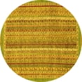 thumbnail image 1 of Ahgly Company Machine Washable Indoor Round Oriental Yellow Modern Area Rugs, 8' Round, 1 of 4
