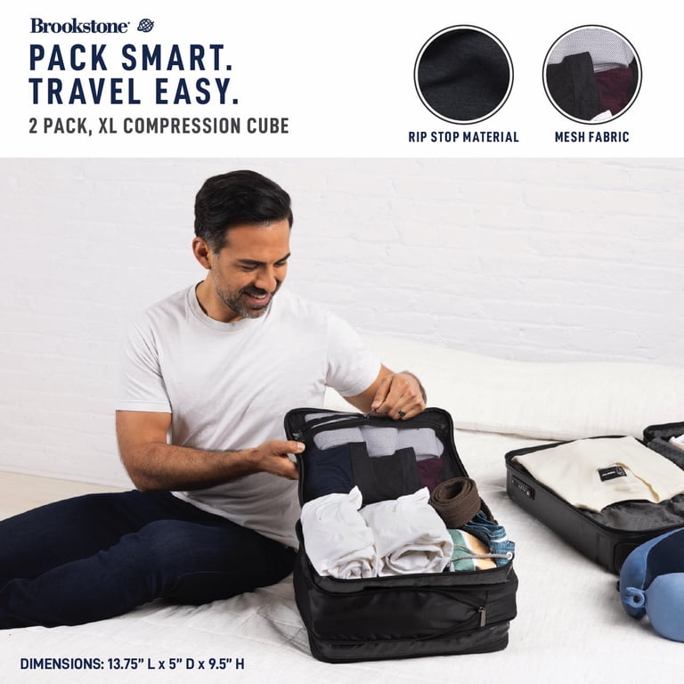Brookstone 2 Pack with Zippers, XL Compression Packing Cube Set