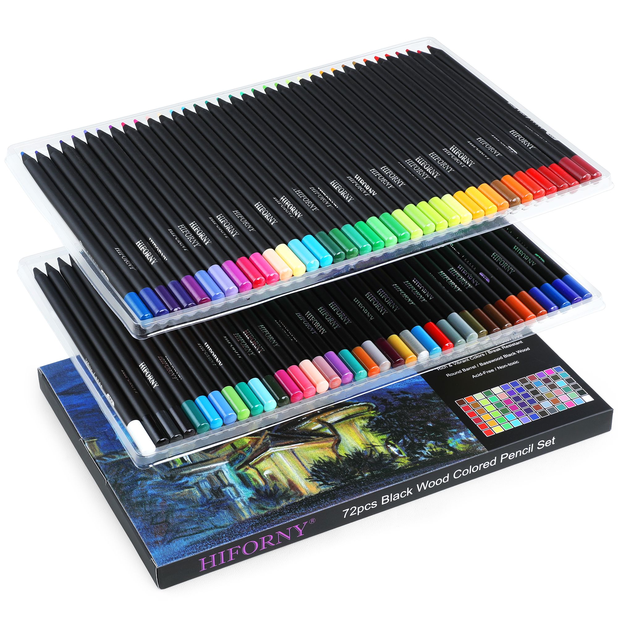 HIFORNY 72-Count Black Edition Colored Pencils photo 7
