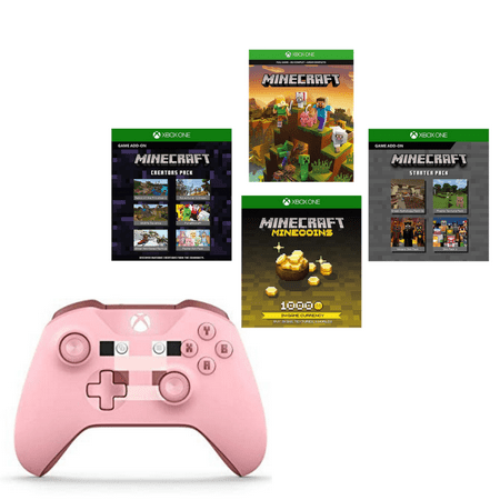 Xbox One/PC Wireless Controller Minecrafe Pig Pink Special Limited Edition + Minecraft Full Game(Digital Code) Enjoy Time with Friends and (Best Controller For Minecraft Pc)