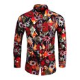 thumbnail image 1 of Camisa estampada para hombre, camisa de temperamento ajustada, camisa informal de manga larga con solapa Floral para hombre, camisa de talla grande versión coreana para hombre Pompotops  oipoqjl50375, 1 of 7