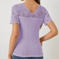 thumbnail image 6 of Summer Homenesgenics Womens Tops under $5 Women's Fashion V-Neck Lace Solid Color Short Sleeve Blouses Purple S, 6 of 6