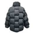 thumbnail image 3 of Womens Puffer Jacket 3D Woven Stand Collar Zip Up Long Sleeve Puffy Quilted Jackets Oversized Solid Thick Warm Streetwear Down Coat Winter Fashion Outerwear 2025, 3 of 3