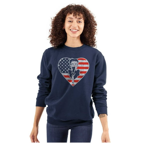 Betty Boop Heart Patriotic Vintage Women Crewneck Sweatshirt Brisco Brands S