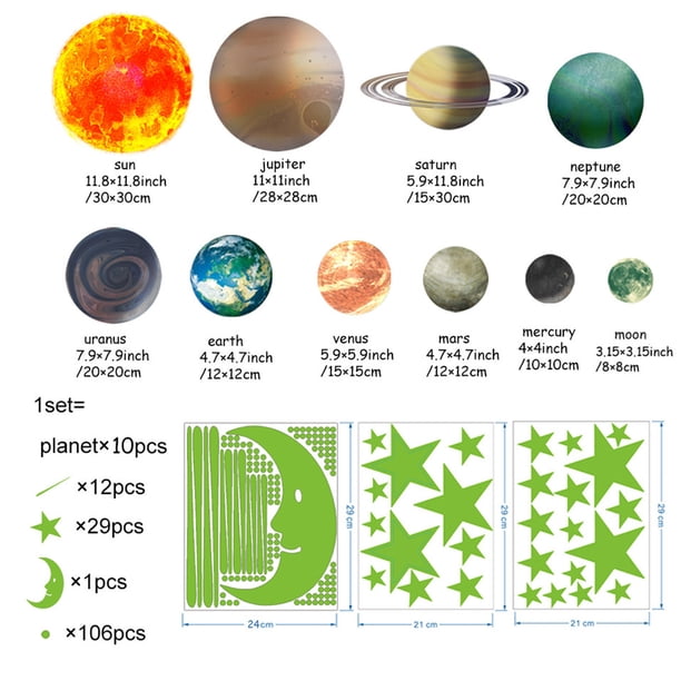 Hot6sl Ofertas de La Semana Paredes de Pvc de Pegatin y Planetas Luminosos En 3D En Dormitorio Oscuridad
