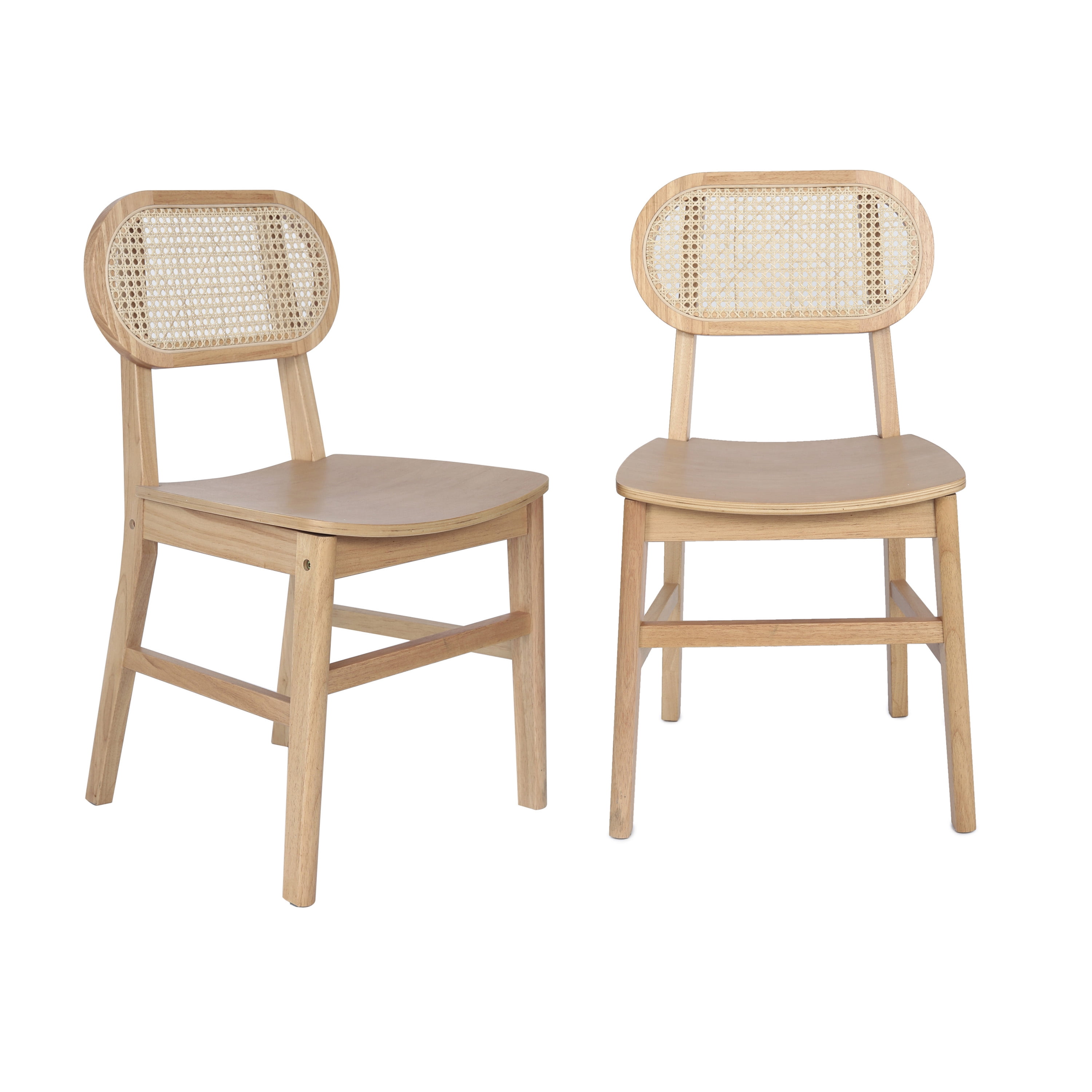 Emma + Oliver Set of 2 Cane Rattan Dining or Accent Chairs with