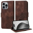 thumbnail image 2 of ELEHOLD For iPhone 16 Pro Leather Wallet Phone Case, Embossed Diamond Folio Flip Cover, Card Holder Cash Slot, Stand Support, Wrist Strap Lanyard -Coffee, 2 of 10