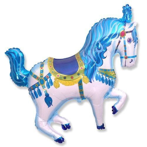 Flexmetal Ballon en Feuille Bleu Carnaval/Circus Horse en Forme 26 Pouces
