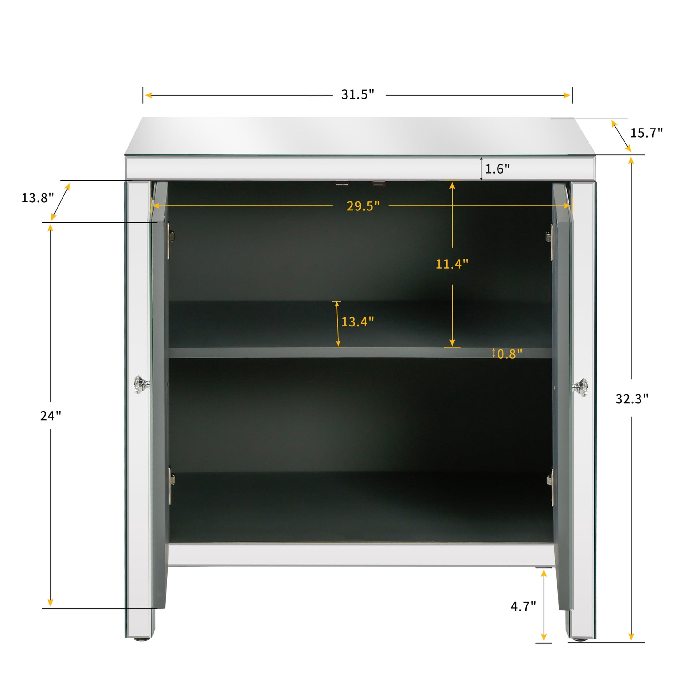 Noble House Storage Cabinet With Mirror Trim And Diamond Shape Design Spliced Combination For Living Room, Dining Room, Entryway, Kitchen, Silver