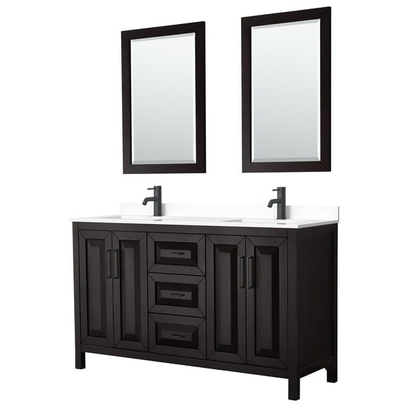 Wyndham Collection WCV252560DEBWCUNSM24 Daria 60" Free Standing Double Basin Vanity Set -