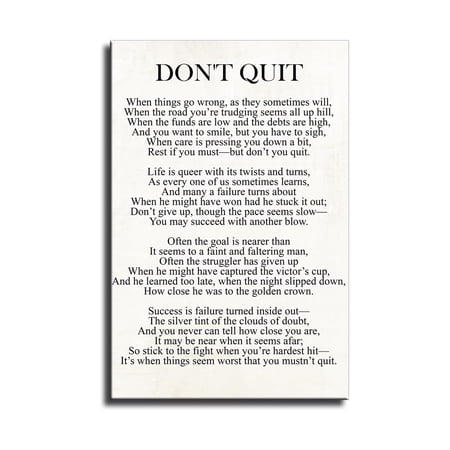 Motivational Don t Quit Quote Canvas Inspirational Wall Art Poster for Home Office and Gift Ideas