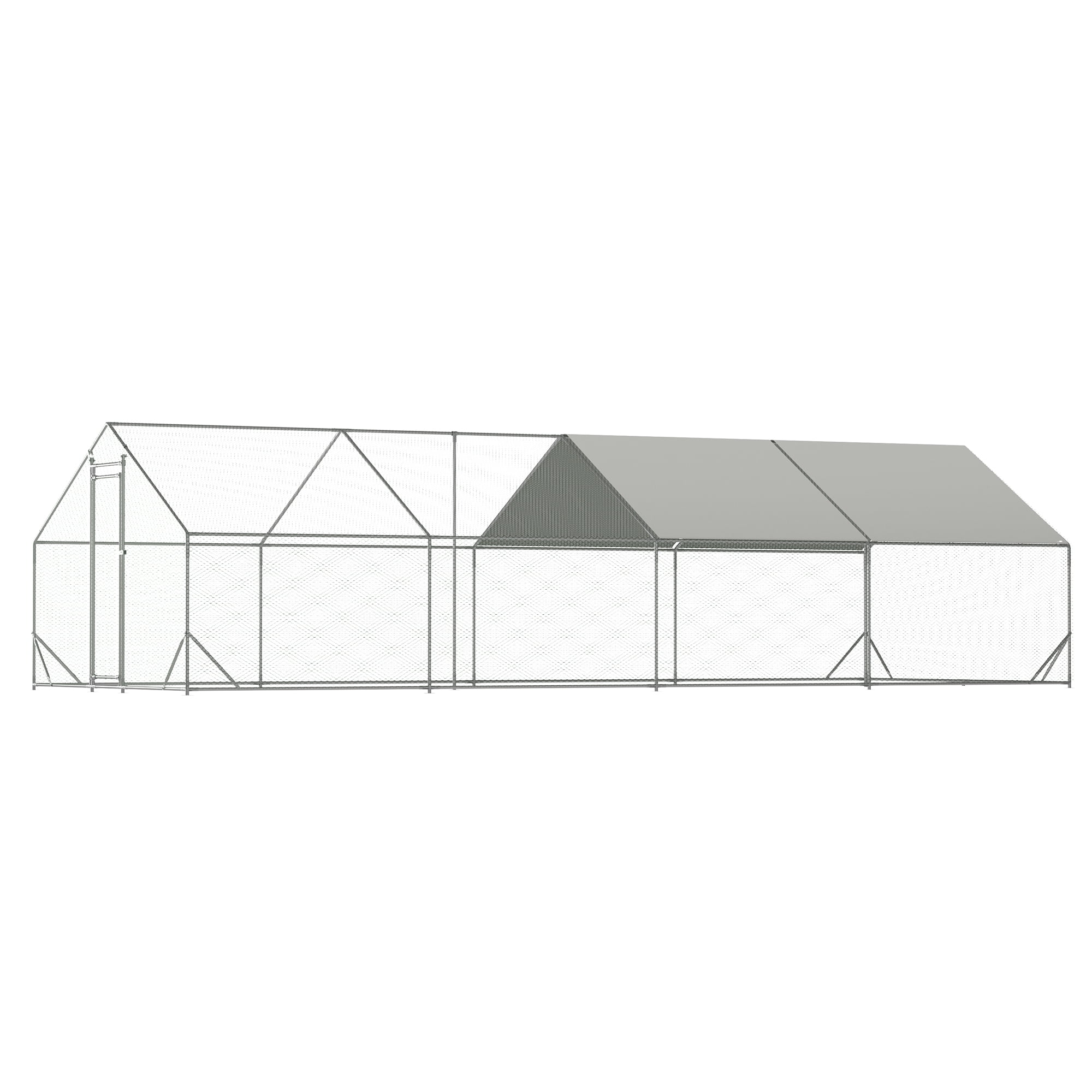 Pefilos 26' W Outdoor Large Chicken Coop, Walk-in Galvanized Mesh Chicken Run, Chicken Pen with Waterproof and Anti-UV Cover, Silver Pefilos 26' W Outdoor Large Chicken Coop, Walk-in Galvanized Mesh Chicken Run, Chicken Pen with Waterproof and Anti-UV Cover, Silver