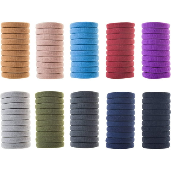 Elastic Hair Ties Seamless No Crease Ouchless Terry Ponytail Holders, Ponytailer, Set of 100 pcs