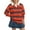 Orange, variant on Womens Oversized Striped Long Sleeve Rugby Collar Pullover Top Loose Fit Casual Comfort Shirt