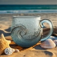 thumbnail image 2 of Sea Glass Wave Mug, 12 oz Handblown Ocean Wave Glass Mug Cup, Textured Sea Wave Design, Unique Glassware for Tea, Coffee, Cocktails, Beach Lovers & Gift Giving (1),Blue，1pcs, 2 of 8