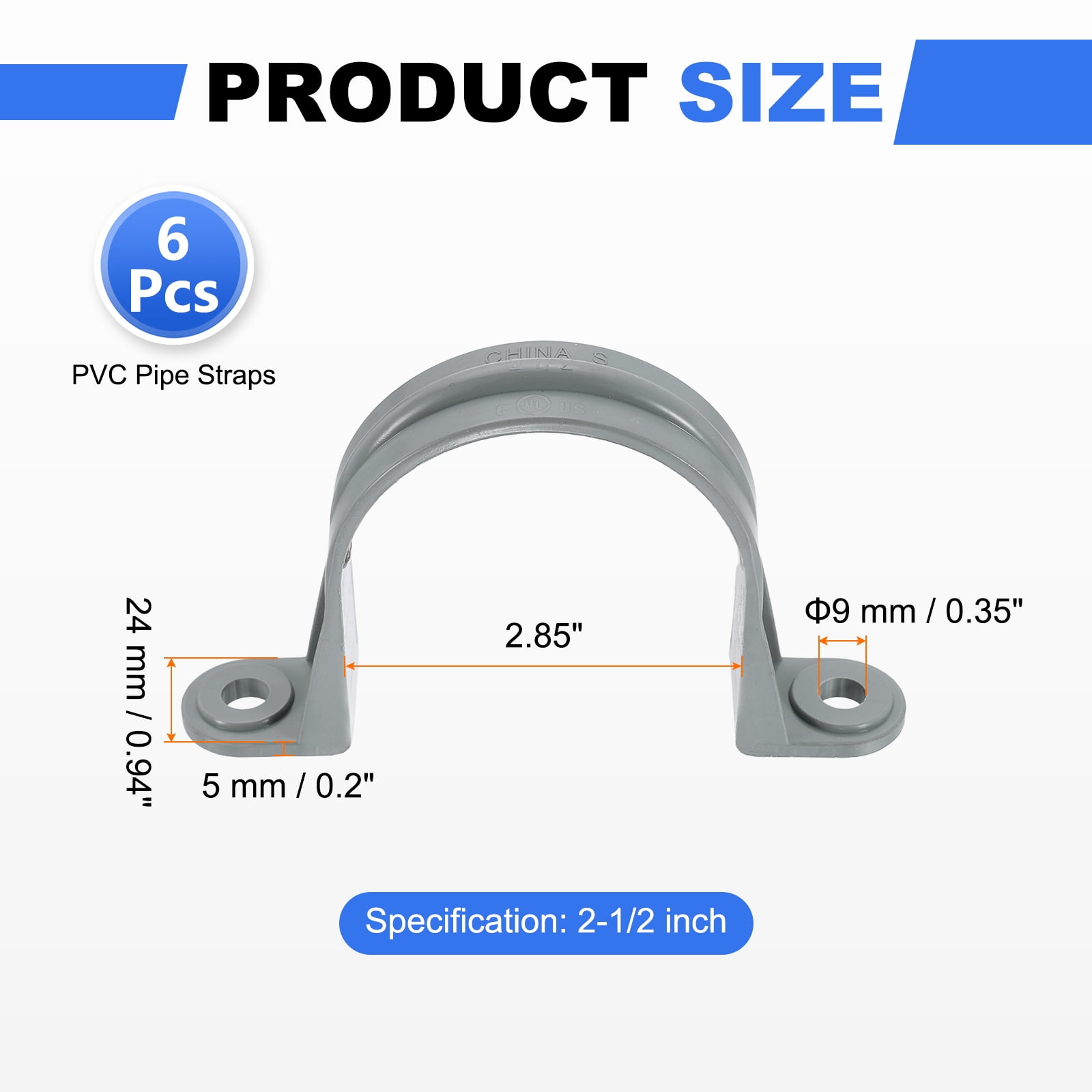 Uxcell 1/2 Inch Pipe Straps, 6Pcs Plastic Conduit Clamps Double Hole U Shaped Strap Clamp for Pipe Tube Cable Fixing