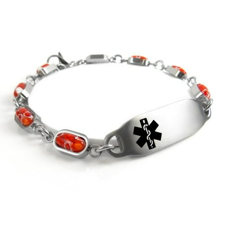 Myiddr Engraved Bariatric Surgery Medical Alert Bracelet Red This On Opens A Dialog That Displays Additional Images For Product With The Option To Zoom In Or Out