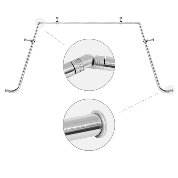 Meriville 1-Inch Diameter Bay Window Curtain Rod Set for Bayview Windows, Satin Nickel Finish