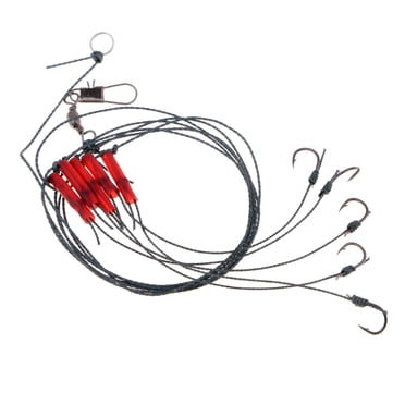 Hayabusa Easy Sabiki Fishing Set - 5 Hooks With Pink Shrimp Imitation, Ideal For Bank Fishing (Size L)