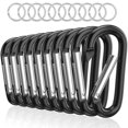 thumbnail image 1 of Juego de 10 mosquetones en forma de D Sprookber 3 de aluminio (negro), 1 of 6