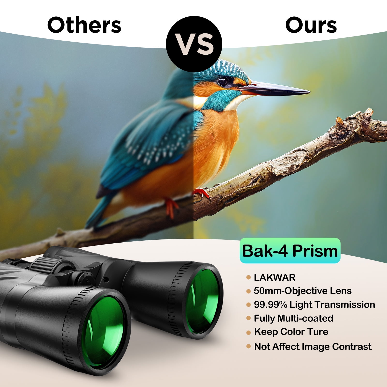 LAKWAR 20x50 Binoculars for Adults,High Powered Binoculars with Low Light Vision, FMC BAK4 Prism Lens, Waterproof Binoculars for  Birds WatchingHunting Traveling Stargazing Outdoor Sport