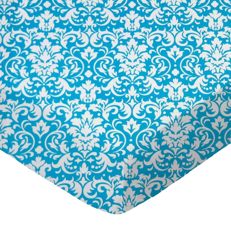 Sheetworld Baby Fitted 100 Cotton Jersey Fits Munchkin Brica Fold N Go Travel Bassinet 18.5 x 30 Turquoise Damask