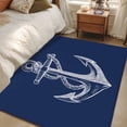 thumbnail image 5 of Rectangle Area Rug 4x6ft, Nautical Anchor Navy Blue Non-Slip Non-Shedding Floor Mat, Summer Coastal Ocean Style Washable Sturdy Carpet for Living Room Bedroom Home Decor, 5 of 9
