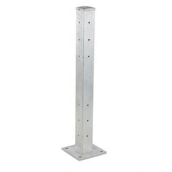 Vestil GR-F2R-DI-TP42-HDG 42 in. Galvanized Steel Rigid Tube Post for 2 Ribbed Drop-In Style Guard Rails - Gray