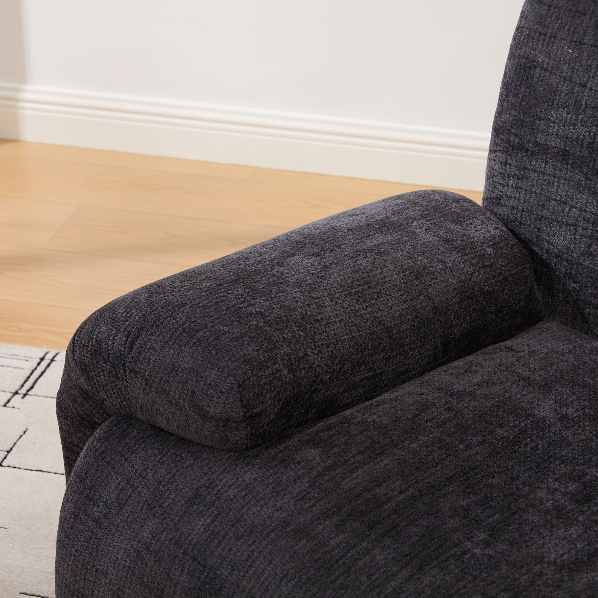 42"W Modern Oversized Accent Chair,Upholstered Boneless Single Sofa Chair,Chenille Armchair Reading Lounge Chair for Living Room,Bedroom,Apartment,Black