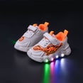 thumbnail image 2 of SYMSHOES Orange Kids Light Up Shoes for Boys & Girls, Dinosaur Sneakers with Motion Activated LED Lights, Hook and Loop Athletic Shoes,Size 8, 2 of 8