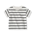 thumbnail image 5 of FSYBOA Boys Cotton T-shirts, Crew Neck Shorts Sleeve Stripe Kids Tees Summer Tops White Size 9-10 T, 5 of 5