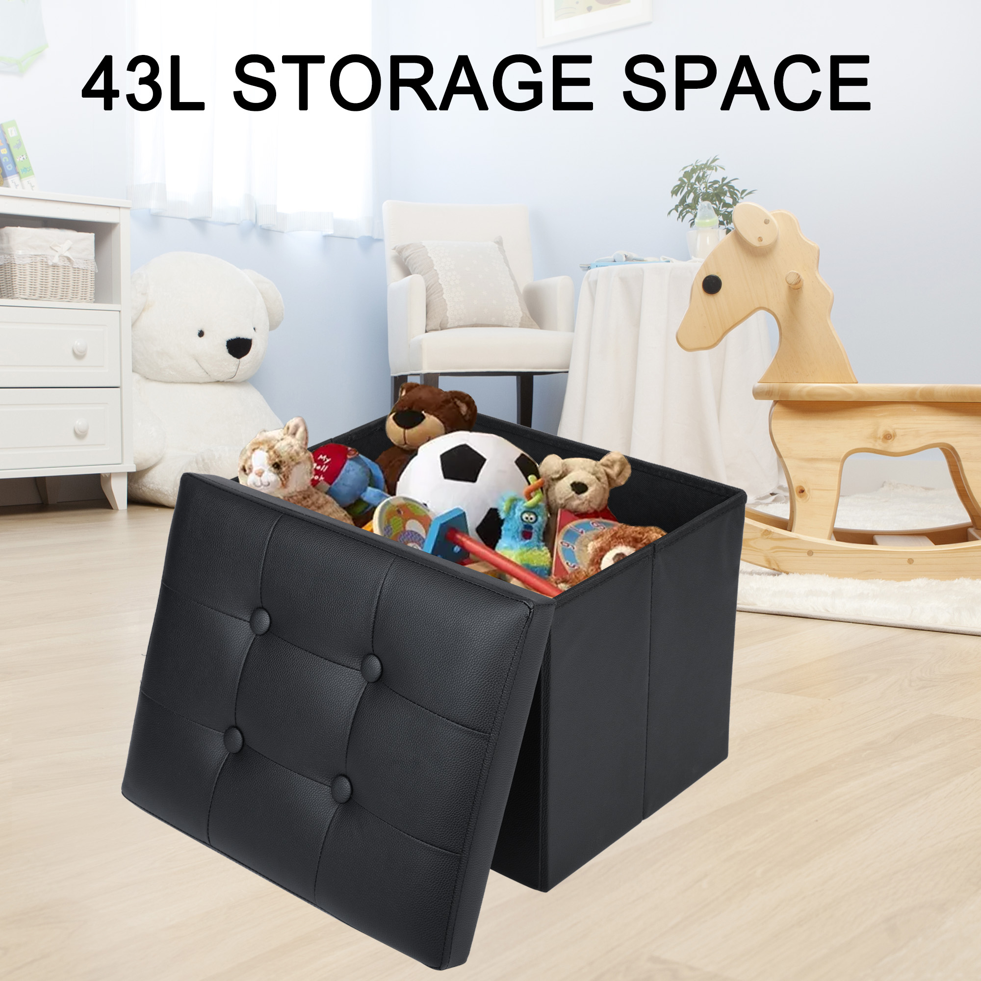 LotFancy 17" Storage Ottoman Cube, Black photo 4