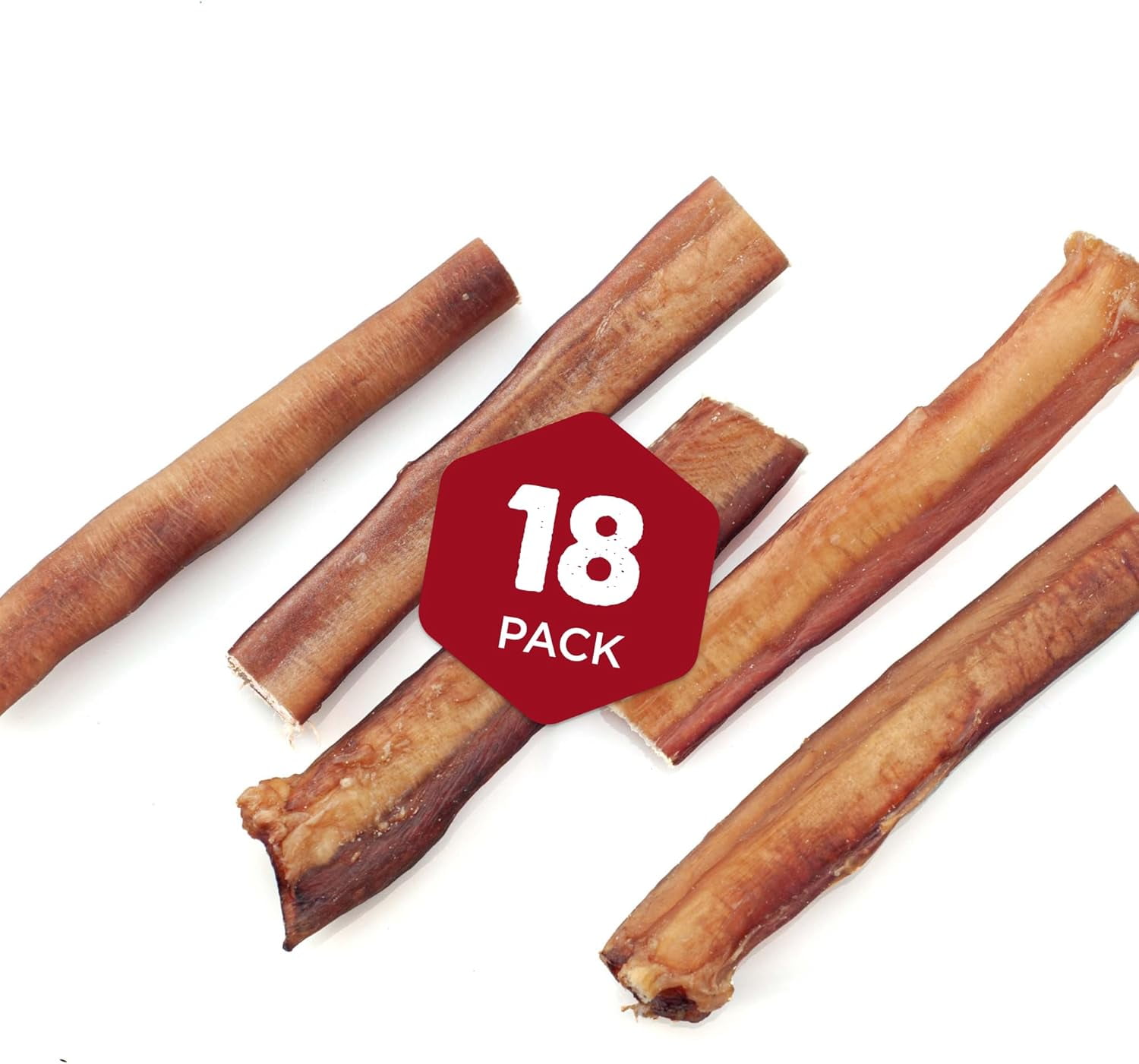 Best Bully Sticks 6 Inch Thick Bully Sticks - 18 Count (Pack of 1) - All Natural, Grass-Fed, Single Ingredient, Grain and Rawhide Free, Ideal for Big Breeds