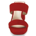 thumbnail image 5 of YDN Women Slip on Double Strap Platform Mules Open Square Toe High Block Heels Casual Dress Work Slide Sandals Size 5.5 Red, 5 of 5