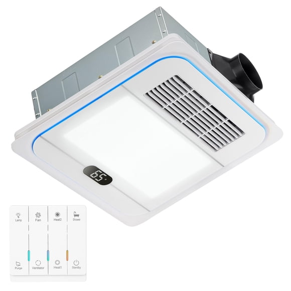 Extractor de baño con luz, calentador, 1800 W, 220 CFM, 13,8 pulgadas