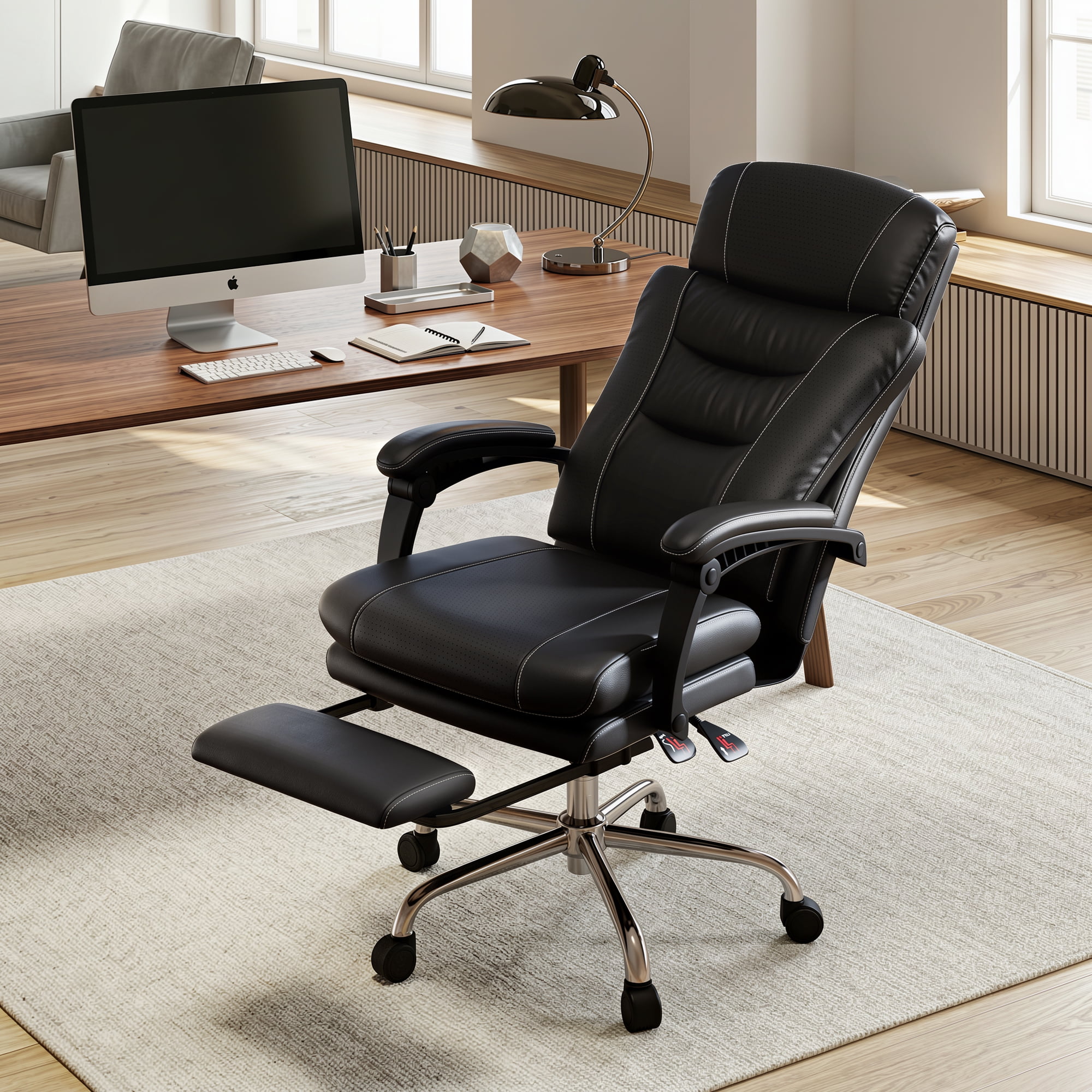 GALAXHERO Executive Chair Computer Office Chair, High Back Ergonomic Desk Chair with Adjustable Flip-up Armrests, Lumbar Support and Thick Headrest, Brown