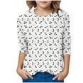 thumbnail image 6 of Ugoldhm Girls T Shirts Round Neck 3/4 Sleeves Casual Kids Tees Summer Fall Shirts Sizes 3-12, 6 of 6