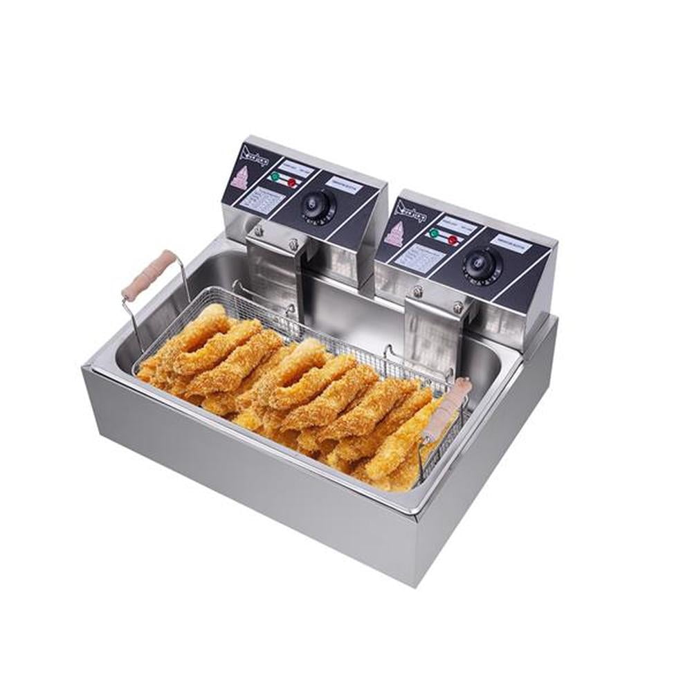 ZOKOP Electric Fryer Stainless Steel Large SingleCylinder Deep Fryer