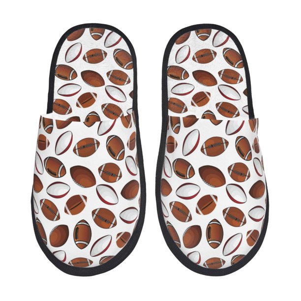 Fotbe Football Pantuflas Peludas para Mujer con Estampado, Zapatillas de Peluche, Zapatos de Invierno para Casa, Uso Interior y Exterior-Large