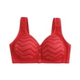 thumbnail image 5 of Wang6 Womens Button Front Closure Bras Seamless Wireless Push up Everyday Bra Full Coverage Padded Bras Wave Printed T-Shirt Bralettes Red S, 5 of 6